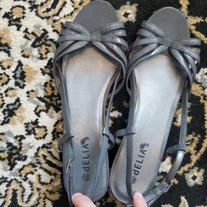 dELiA*s gray wedges with ankle strap